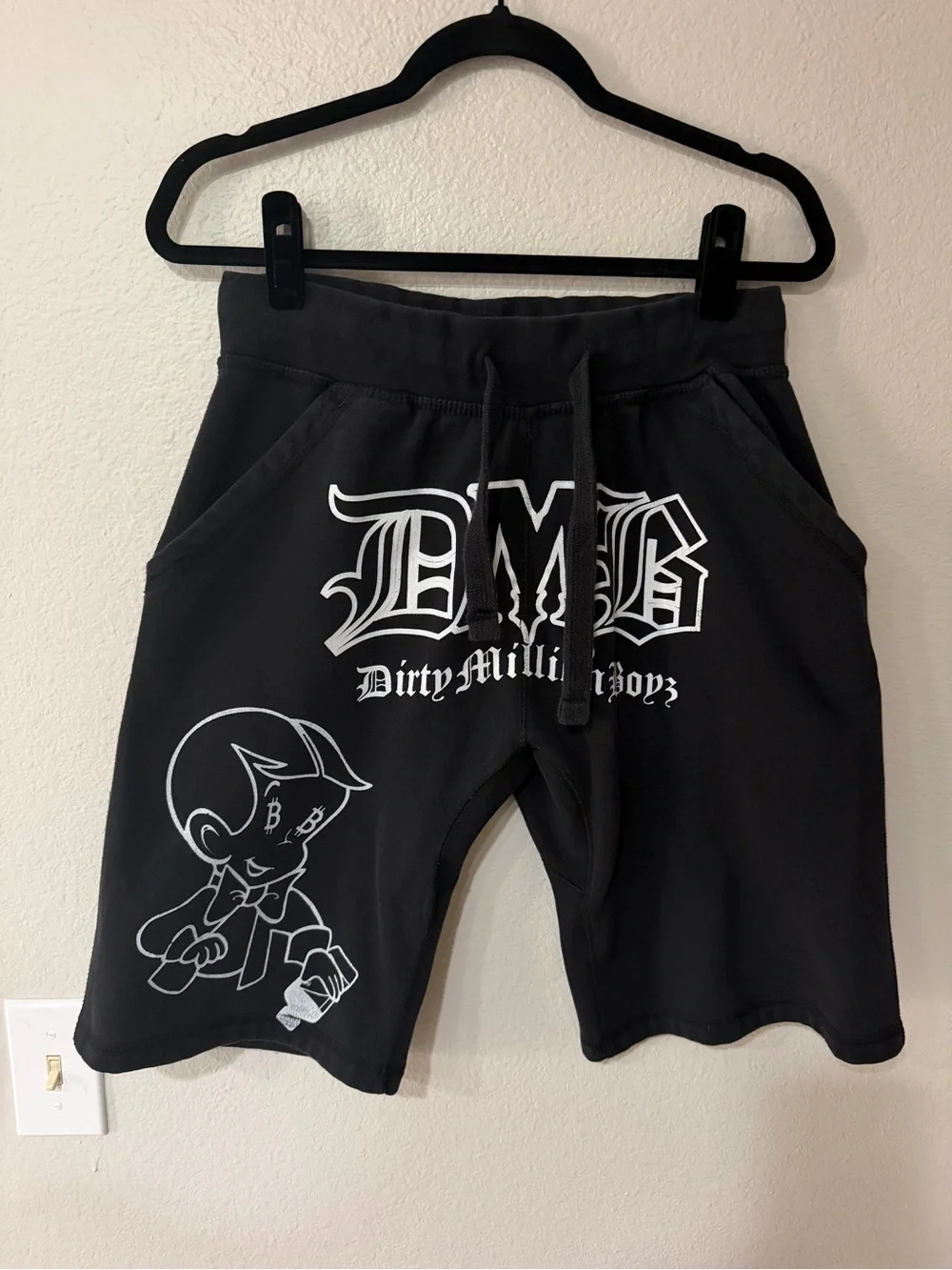 Black Graphic Shorts - Dirty Million Boyz - Medium